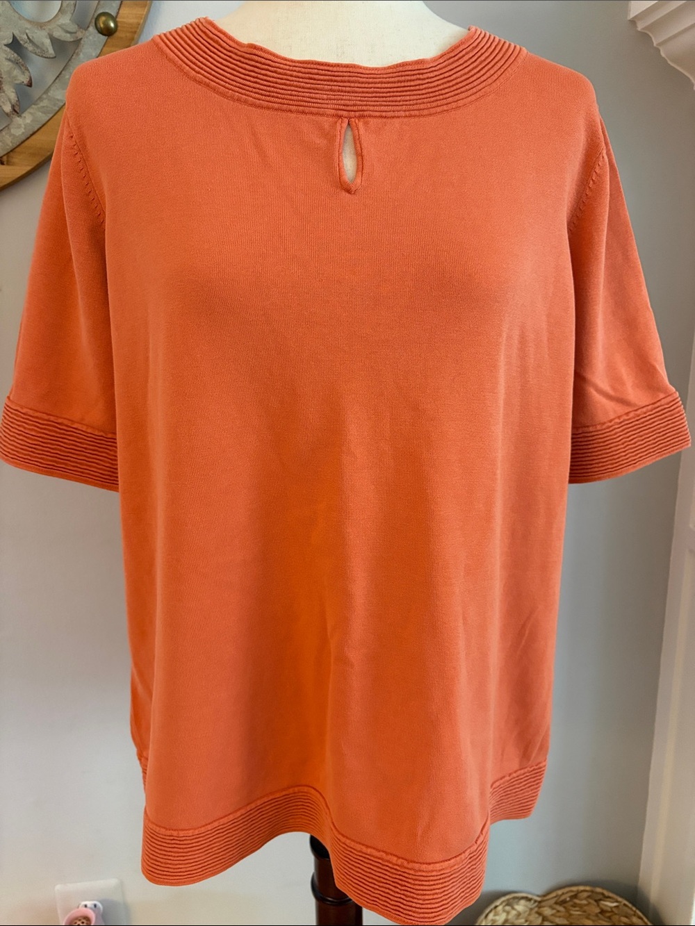 PENDLETON Short-Sleeve Knit Sweater Top Size 2X in Coral